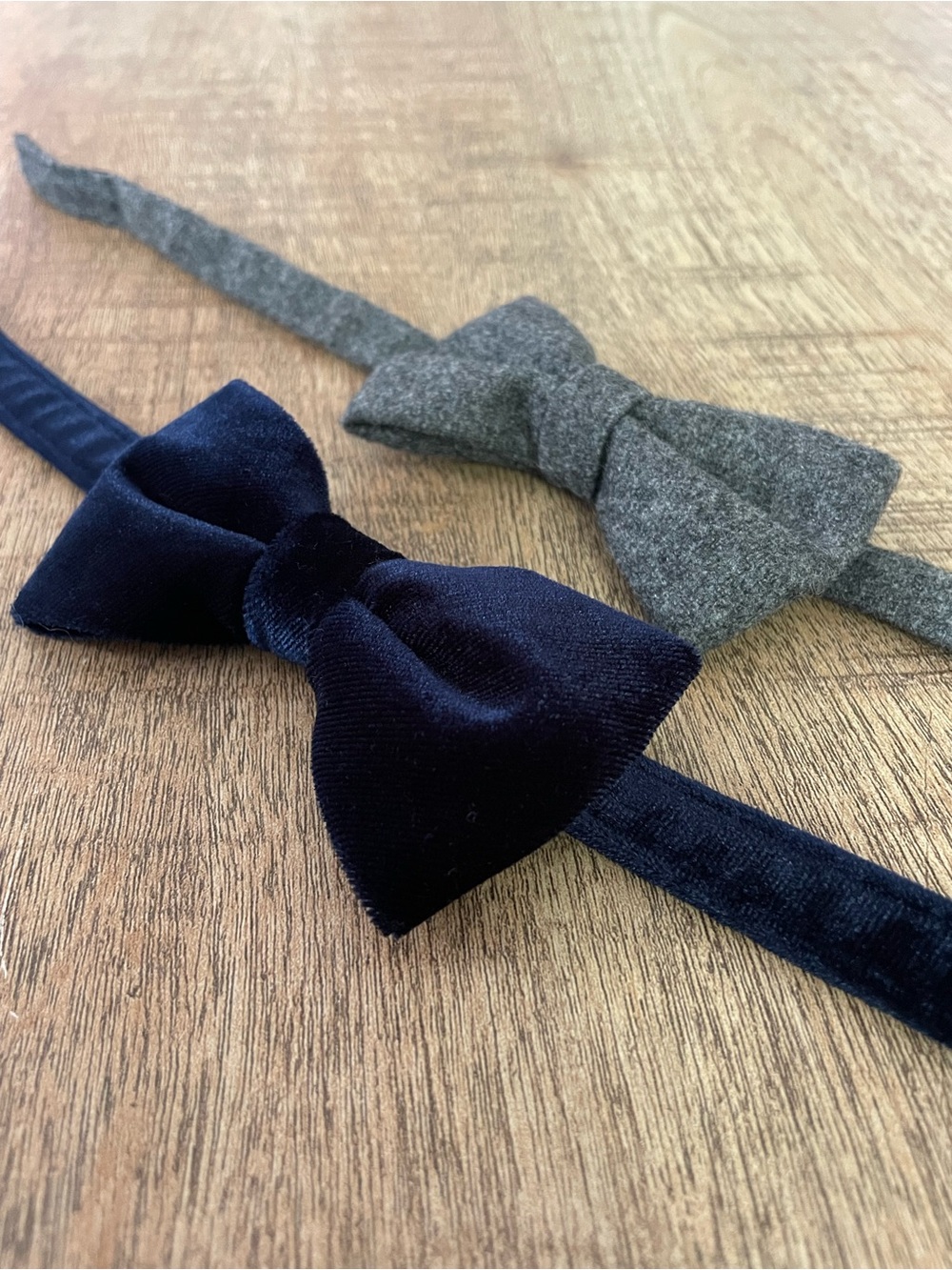 Classic boys’ Velvet and Wool Bow Tie Set - Navy & Gray